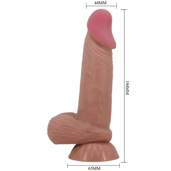 PRETTY LOVE - SLIDING SKIN SERIES REALISTIC DILDO WITH SLIDING BROWN SKIN SUCTION CUP 19.4 CM